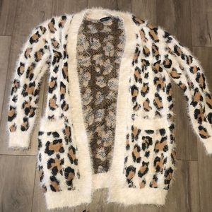 Long cheetah print cardigan